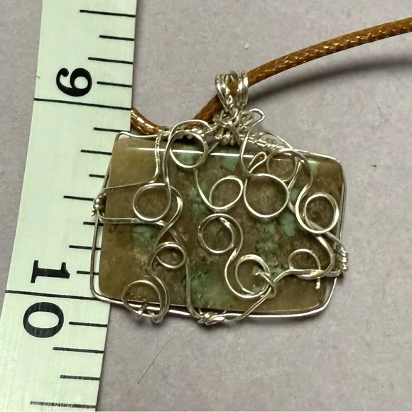 Idaho Owyhee Jasper handmade wire wrapped pendant with cord.  One of a kind - Picture 6 of 6